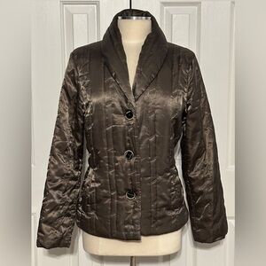 Chico’s Quilted Satin Jacket Green Large